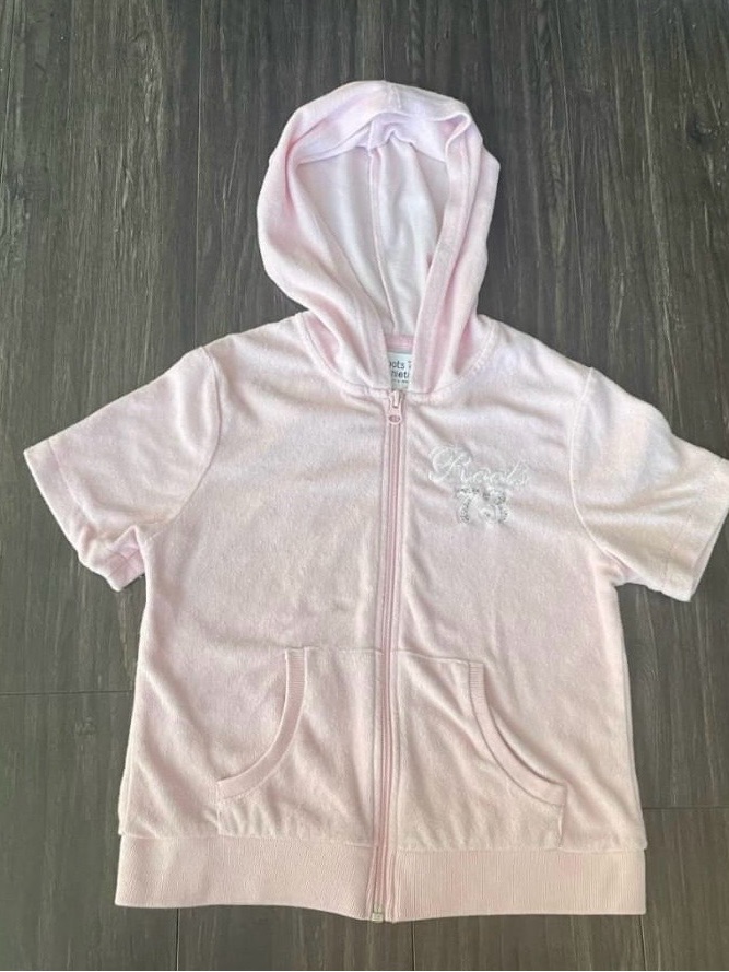 Roots Pink Short Sleeve Terry Zip Up
